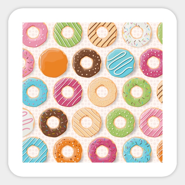 Donut Pattern Dessert Print Sticker by bluerockproducts